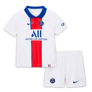 Maillot Paris Saint Germain Exterieur Enfant 2020 2021 Blanc Pas Cher