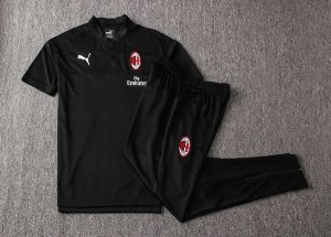 Polo AC Milan Ensemble Complet 2019 2020 Noir Pas Cher