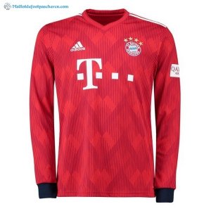 Maillot Bayern Munich Domicile ML 2018 2019 Rouge Pas Cher