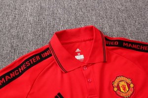 Polo Ensemble Complet Manchester United 2019 2020 Rouge Noir Pas Cher