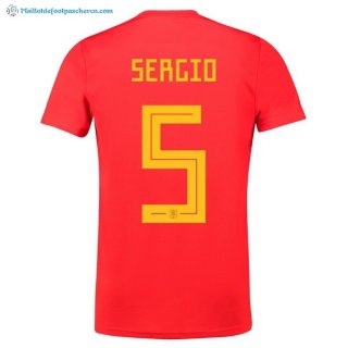 Maillot Espagne Domicile Sergio 2018 Rouge Pas Cher