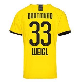 Thailande Maillot Borussia Dortmund NO.33 Weigl Domicile 2019 2020 Jaune