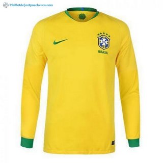 Maillot Brésil Domicile ML 2018 Jaune Pas Cher Maillot Brésil Domicile ML 2018 Jaune Pas Cher
