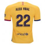 Maillot Barcelona NO.22 Aleix Vidal Exterieur 2019 2020 Jaune Pas Cher