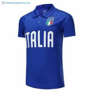 Polo Italie 2018 Bleu Pas Cher