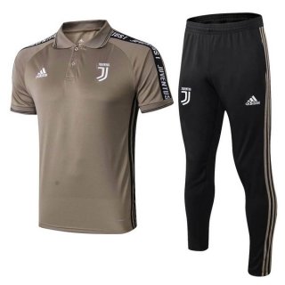 Polo Ensemble Complet Juventus 2019 2020 Marron Noir Pas Cher