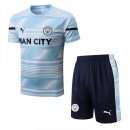 Maillot Entrainement Manchester City Ensemble Complet 2022 2023 Bleu Blanc