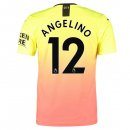 Maillot Manchester City NO.12 Angelino Third 2019 2020 Orange Pas Cher
