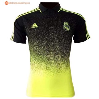 Polo Real Madrid 2017 2018 Jaune Noir Pas Cher