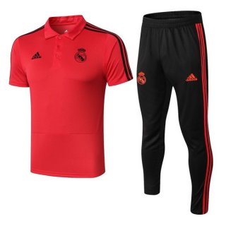 Polo Ensemble Complet Real Madrid 2018 2019 Rouge Noir Pas Cher