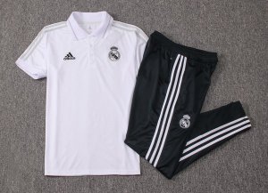 Polo Ensemble Complet Real Madrid 2018 2019 Blanc Bleu Pas Cher