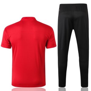 Polo Ensemble Complet AC Milan 2019 2020 Rouge Noir Pas Cher