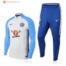 Survetement Chelsea 2017 2018 Blanc Bleu Clair Pas Cher