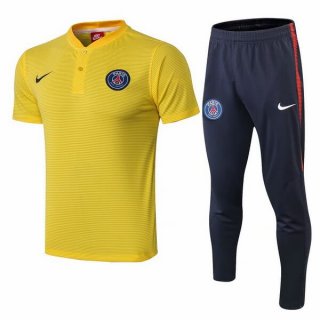 Polo Ensemble Complet Paris Saint Germain 2018 2019 Jaune Pas Cher