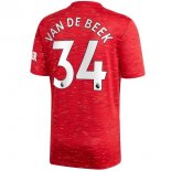 Maillot Manchester United NO.34 Van De Beek Domicile 2020 2021 Rouge Pas Cher