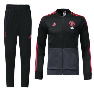 Survetement Manchester United 2018 2019 Noir Gris Pas Cher