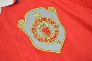 Maillot Manchester United Domicile ML Retro 1999 Rouge Pas Cher