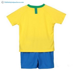 Maillot Brésil Domicile Enfant 2018 Jaune Pas Cher