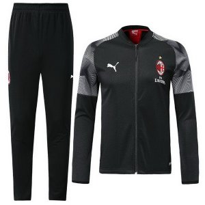 Survetement AC Milan 2018 2019 Noir Gris Pas Cher