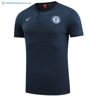 Polo Chelsea 2017 2018 Bleu Gris Marine Pas Cher Polo Chelsea 2017 2018 Bleu Gris Marine Pas Cher