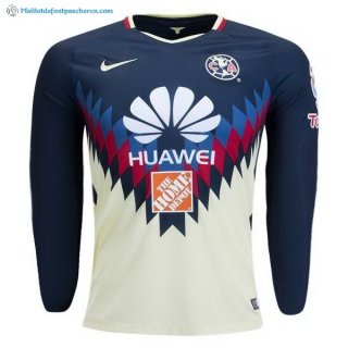 Maillot Club América Domicile ML 2017 2018 Jaune Bleu Pas Cher