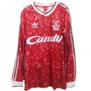 Maillot Liverpool Domicile ML Retro 1989 1991 Rouge Pas Cher