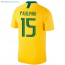 Maillot Brésil Domicile Paulinho 2018 Jaune Pas Cher