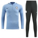 Survetement Manchester City 2017 2018 Bleu Clair Gris Pas Cher