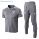 Polo Manchester United Ensemble Complet 2017 2018 Gris Pas Cher