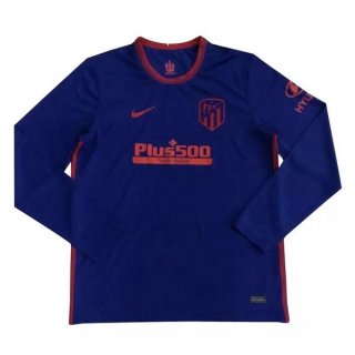 Thailande Maillot Atlético De Madrid Exterieur ML 2020 2021 Bleu Pas Cher