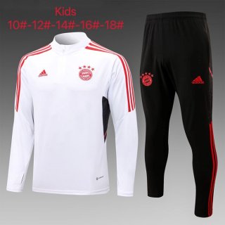 Enfant Survetement Training Bayern Munich 2023 Blanc Noir