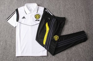 Polo Manchester United Ensemble Complet 2019 2020 Blanc Noir Pas Cher