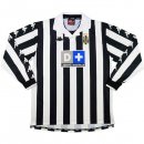 Maillot Juventus Domicile ML Retro 1999 2000 Noir Blanc Pas Cher
