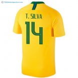 Maillot Brésil Domicile T.Silva 2018 Jaune Pas Cher