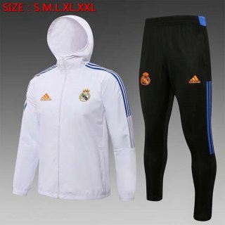 Coupe Vent Real Madrid Ensemble Complet 2022 Blanc Noir Coupe Vent Real Madrid Ensemble Complet 2022 Blanc Noir