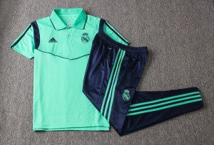 Polo Ensemble Complet Real Madrid 2019 2020 Vert Bleu Pas Cher