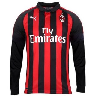 Maillot AC Milan Domicile ML 2018 2019 Rouge Pas Cher Maillot AC Milan Domicile ML 2018 2019 Rouge Pas Cher