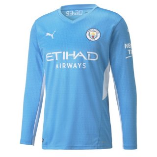 Thailande Maillot Manchester City Domicile ML 2021 2022 Pas Cher