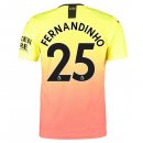 Maillot Manchester City NO.25 Fernandinho Third 2019 2020 Orange Pas Cher