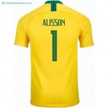 Maillot Brésil Domicile Alisson 2018 Jaune Pas Cher