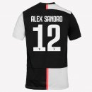 Maillot Juventus NO.12 Alex Sangro Domicile 2019 2020 Blanc Noir Pas Cher