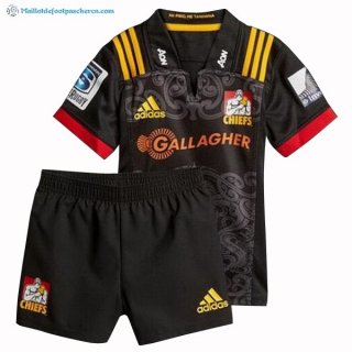 Maillot Rugby Chiefs Domicile Enfant 2018 Noir Pas Cher