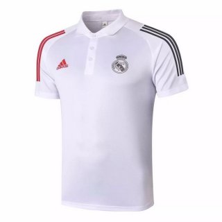 Polo Real Madrid 2020 2021 Blanc Rouge Pas Cher