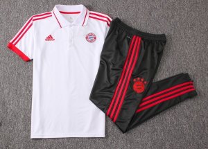 Polo Ensemble Complet Bayern Munich 2018 2019 Blanc Rouge Pas Cher