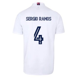 Maillot Real Madrid Domicile NO.4 Sergio Ramos 2020 2021 Blanc Pas Cher